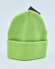 Light lime green beanie on a light gray background