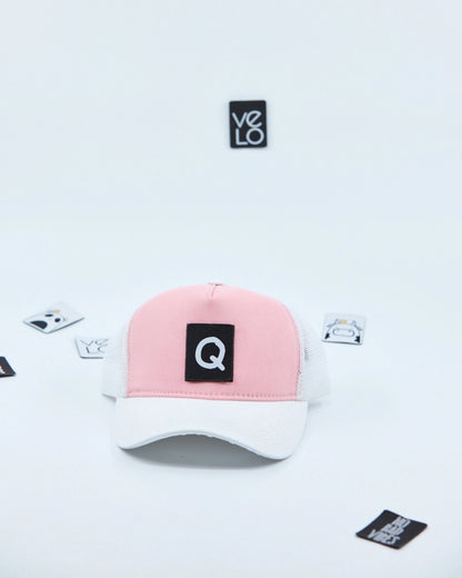 Front view of Light Pink and White Customisable Trucker Cap