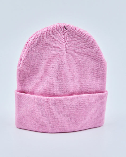 Light pink beanie on a light gray background