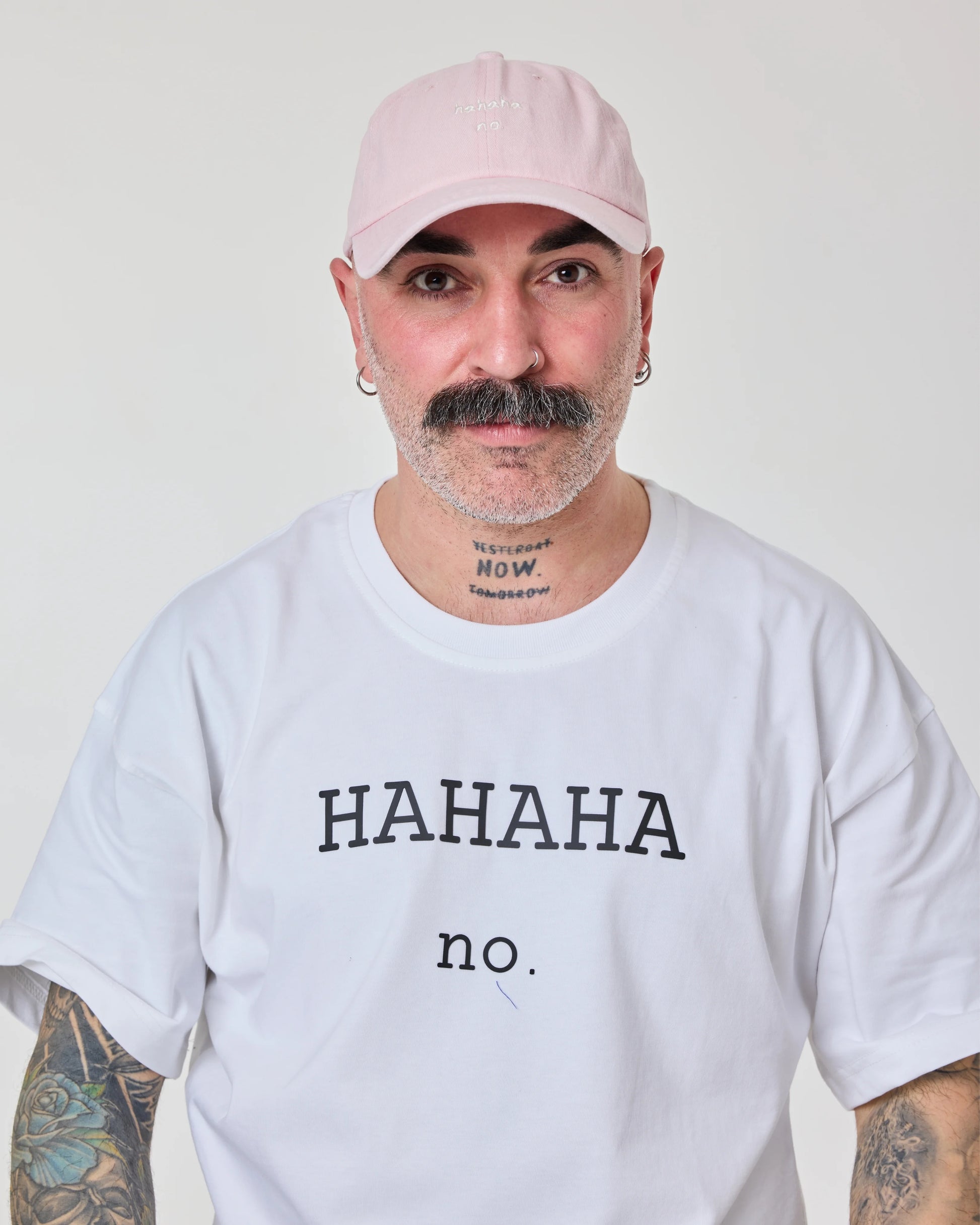 man wearing Light Pink Hahaha No Washed Cap