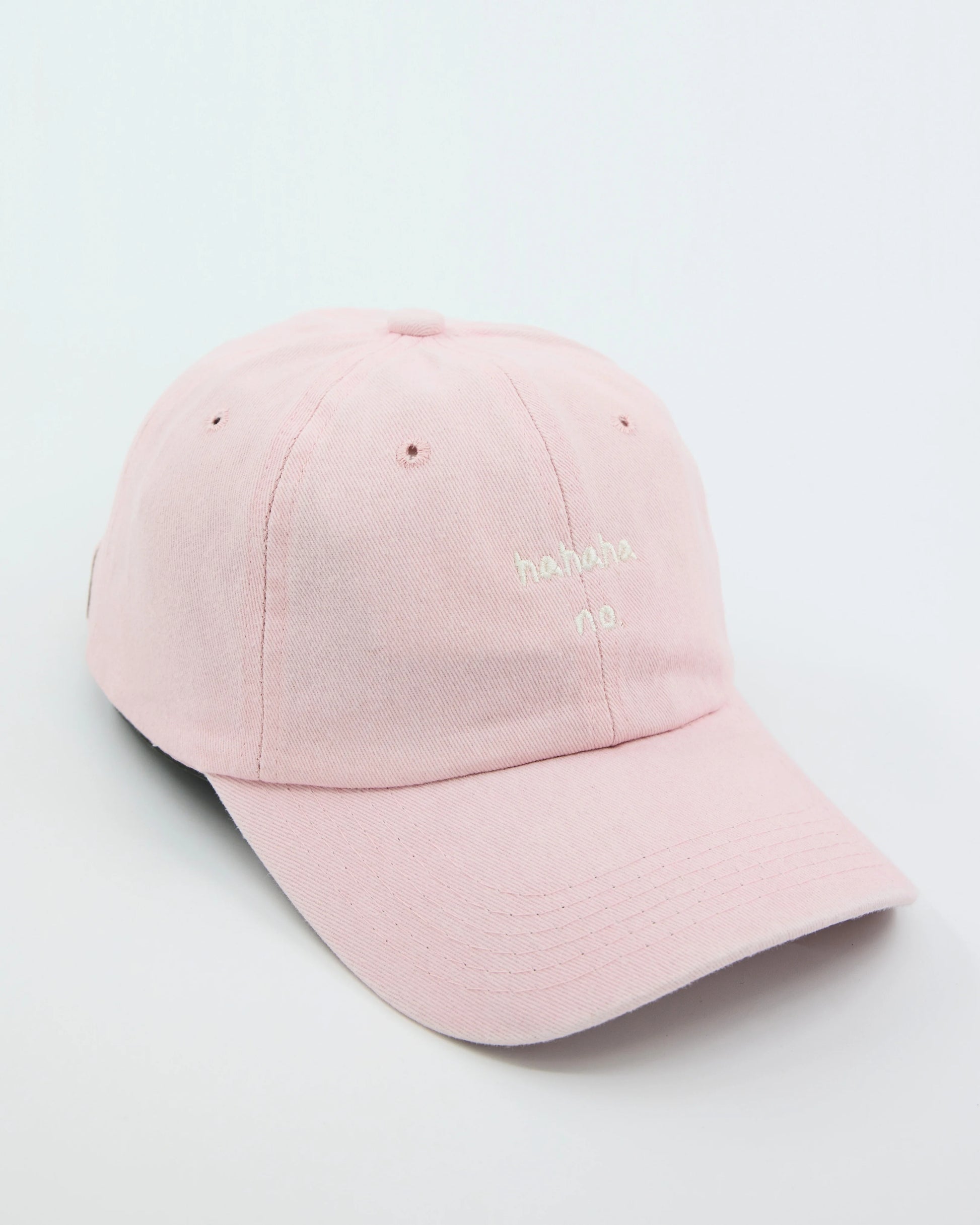 side view of Light Pink Hahaha No Washed Cap