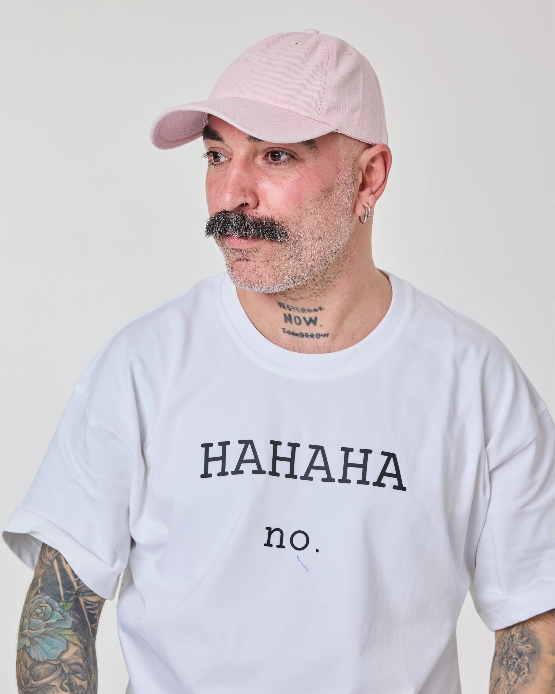 man wearing Light Pink Hahaha No Washed Cap