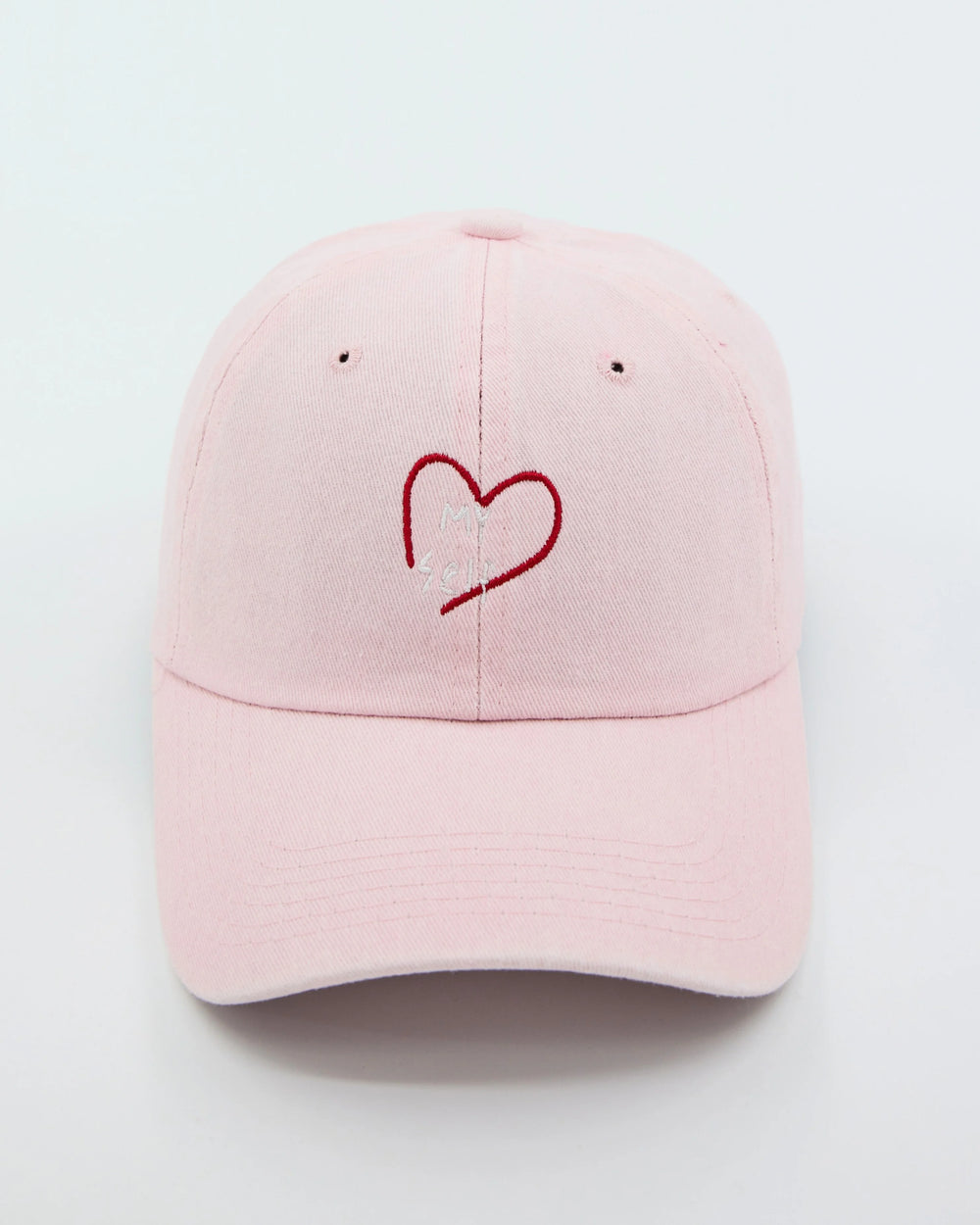 front view of Light Pink Love Myself Washed Cap