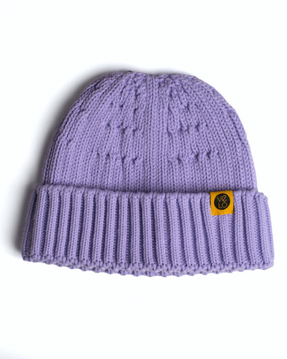 lilac fisherman beanie product photo on a white background