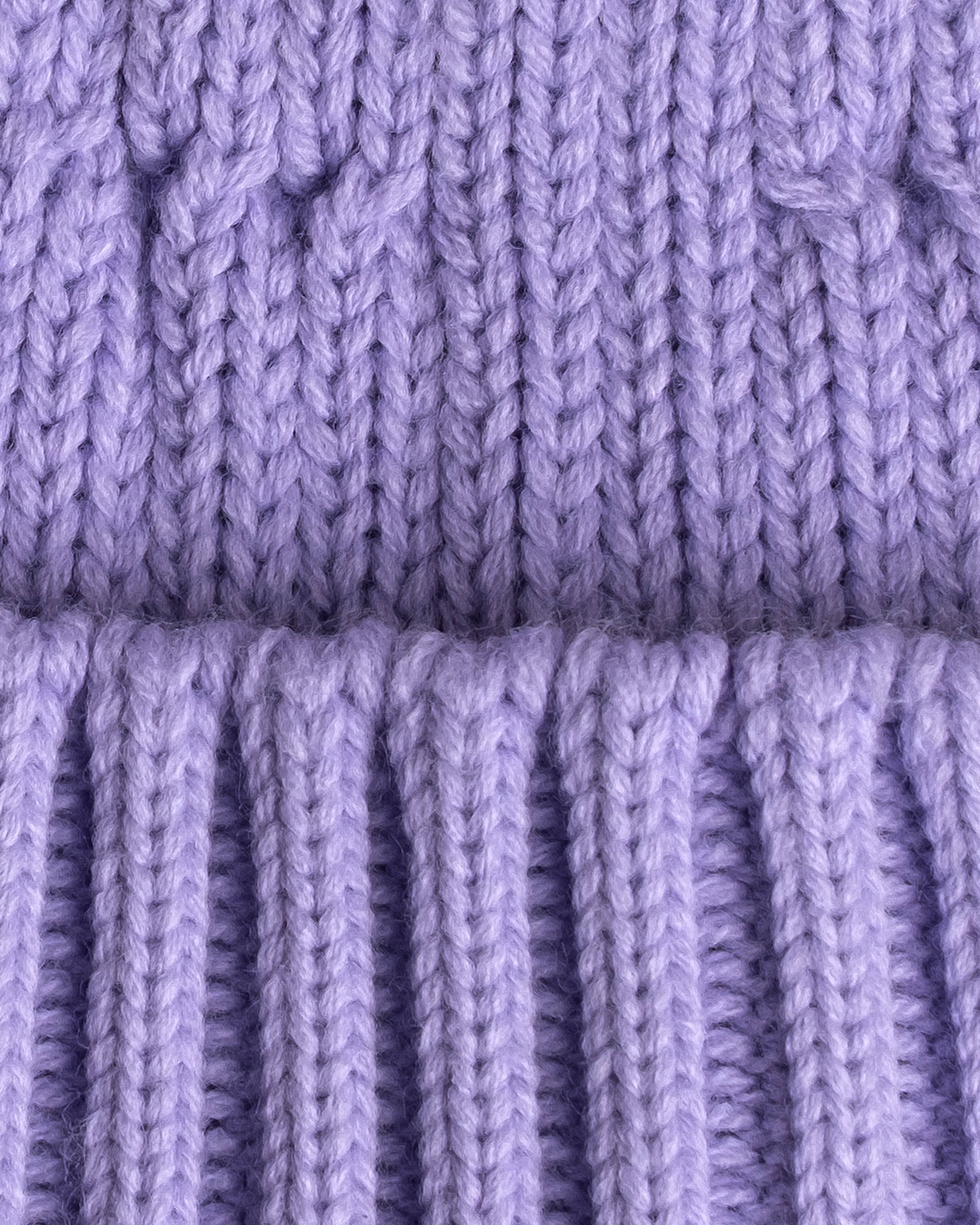 close look of lilac fisherman beanie