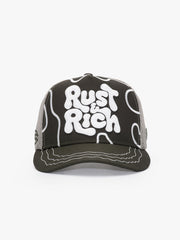 Front view of Rust & Rich Gray Trucker Hat
