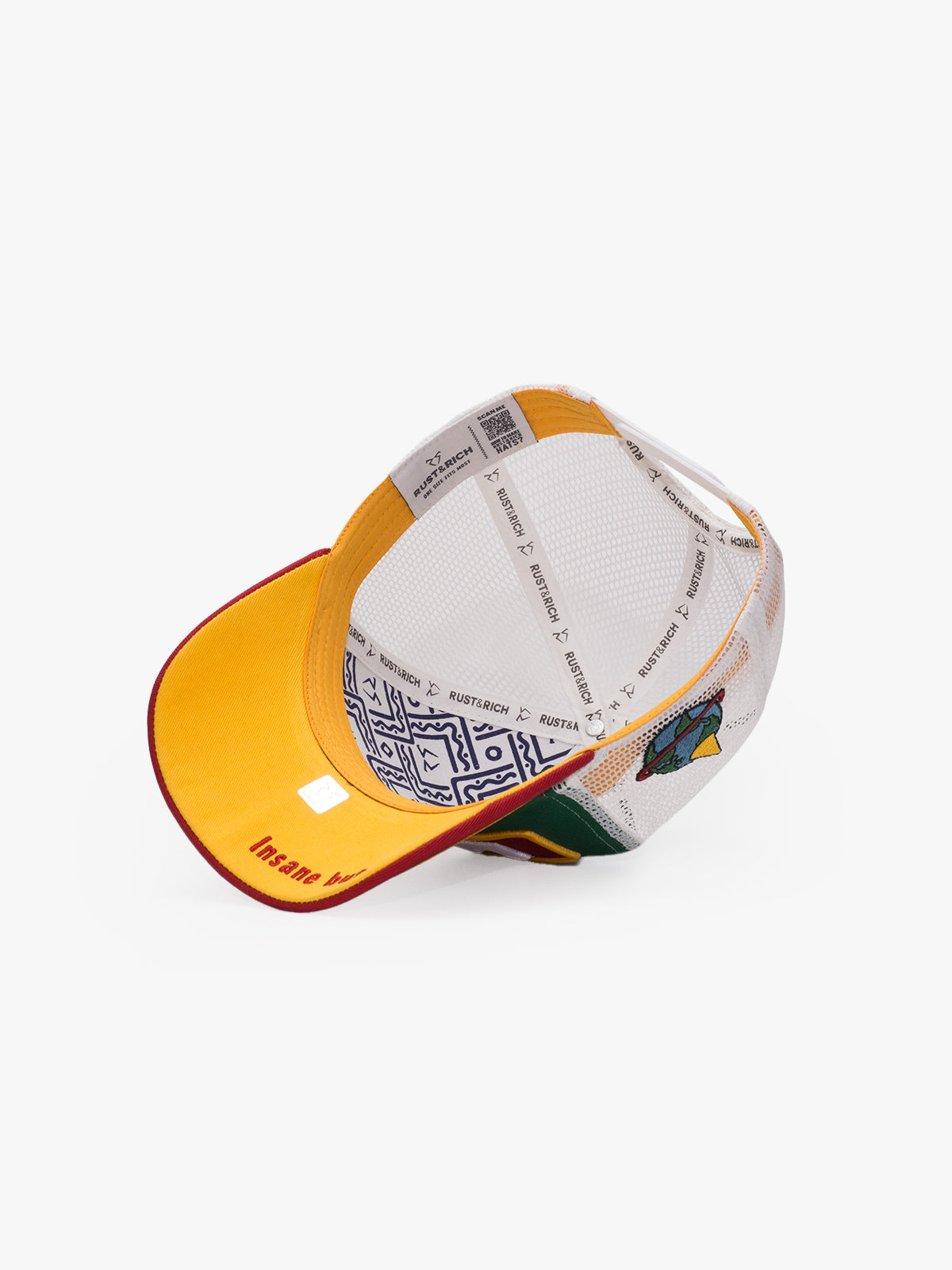 Colorful cap with a unique design on a white background