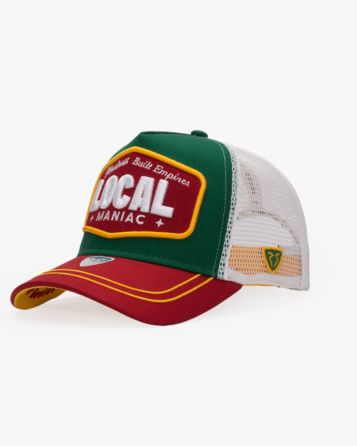 Side view of Local Maniac Red Trucker Hat
