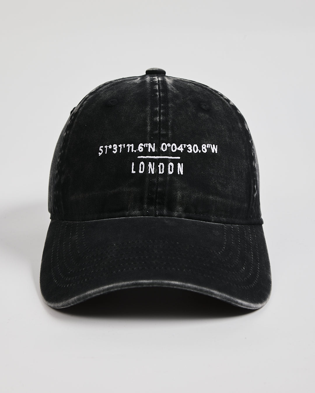 Front view of London Black Washed Cap