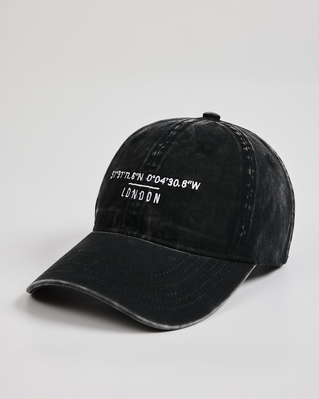 Side view of London Black Washed Cap
