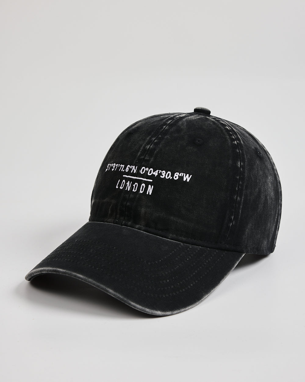 Side view of London Black Washed Cap