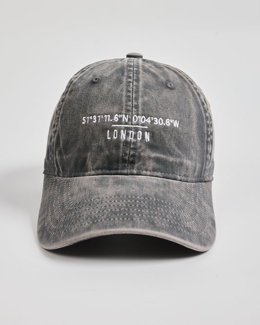 Front view of London Light Washed Stone Washed Cap