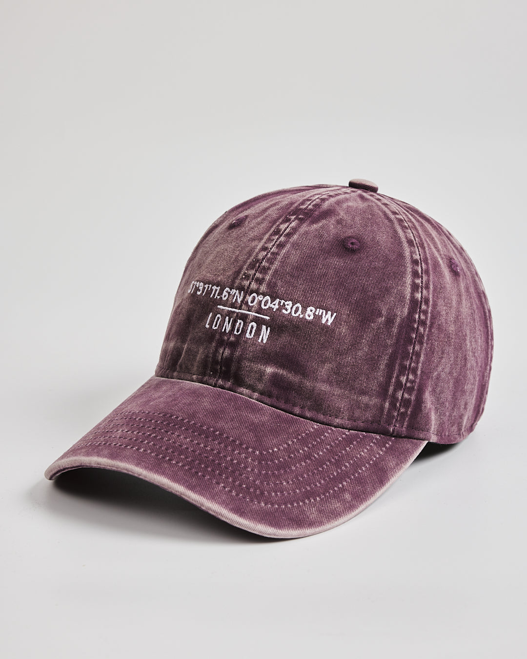 Side view of London Plum Washed Cap