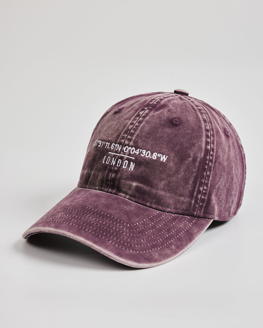 Side view of London Plum Washed Cap