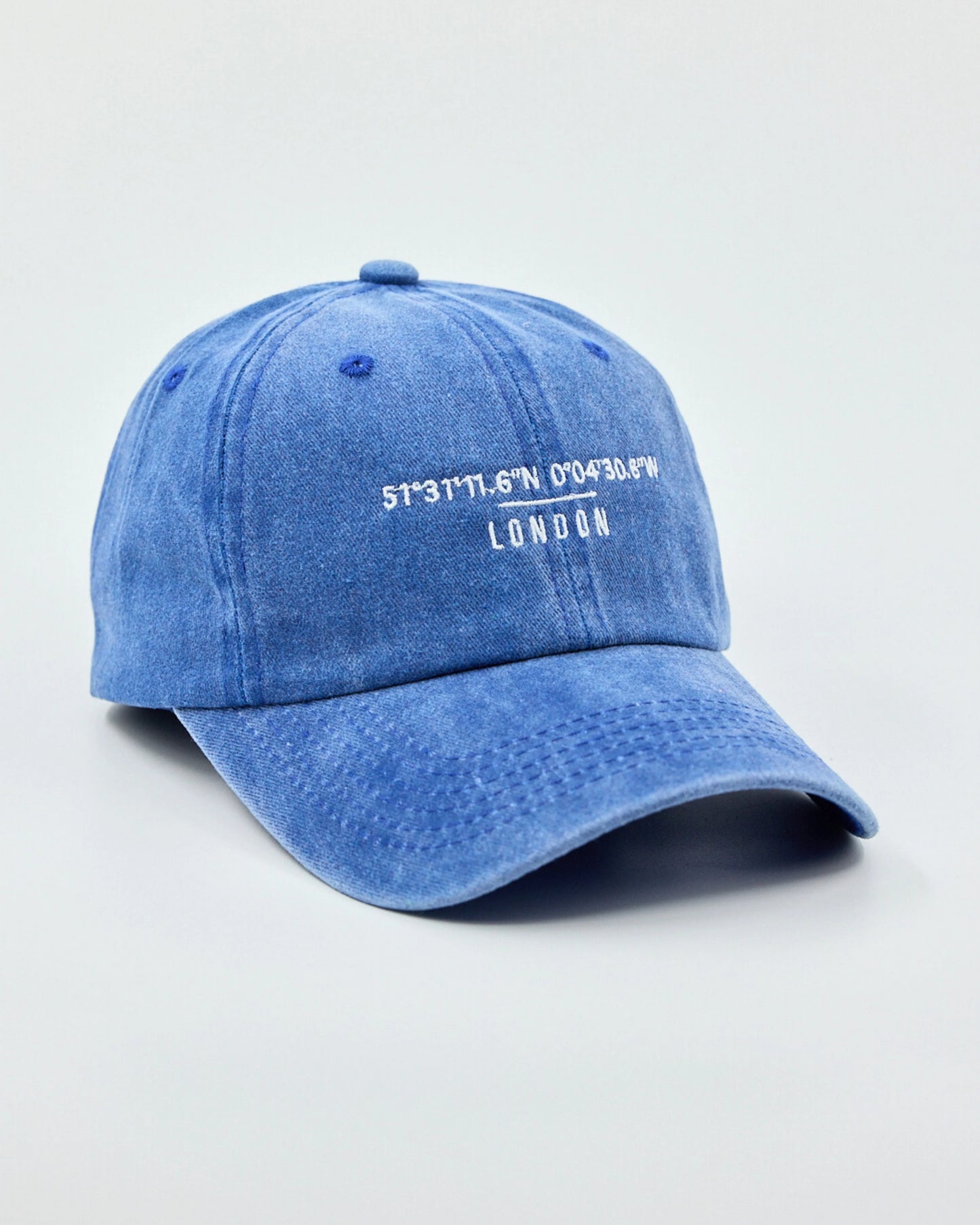 Side view of London Blue Washed Cap