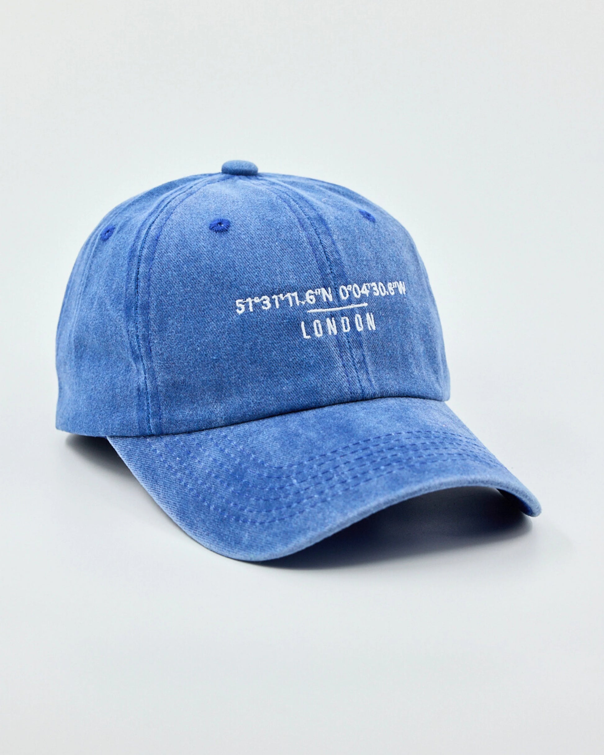 Side view of London Blue Washed Cap