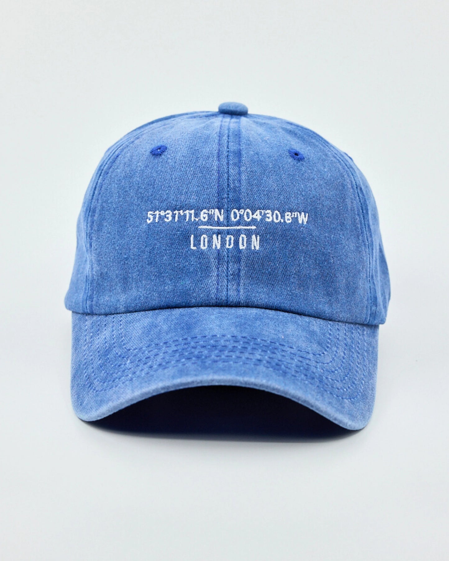 Front view of London Blue Washed Cap