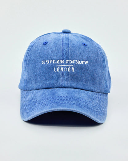 Front view of London Blue Washed Cap