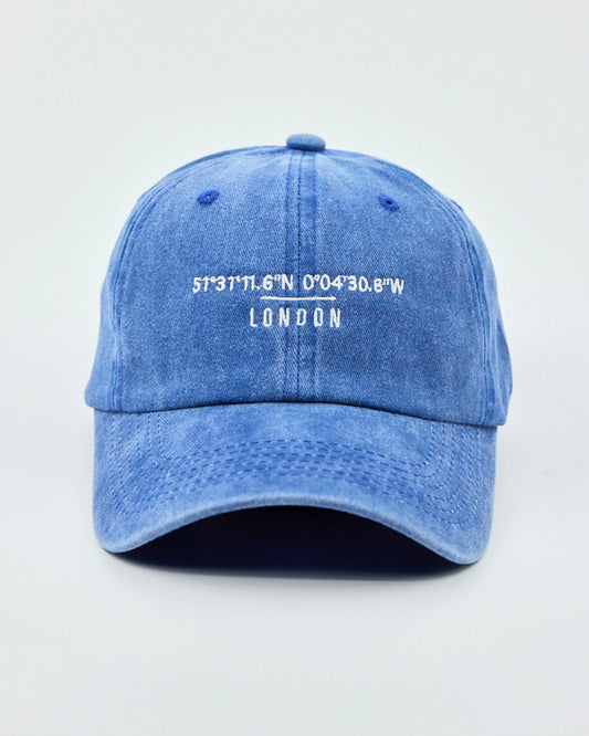 Front view of London Blue Washed Cap