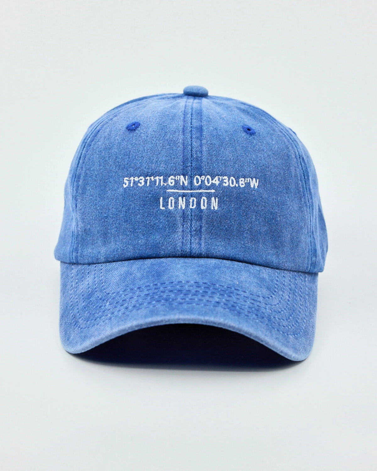 Front view of London Blue Washed Cap