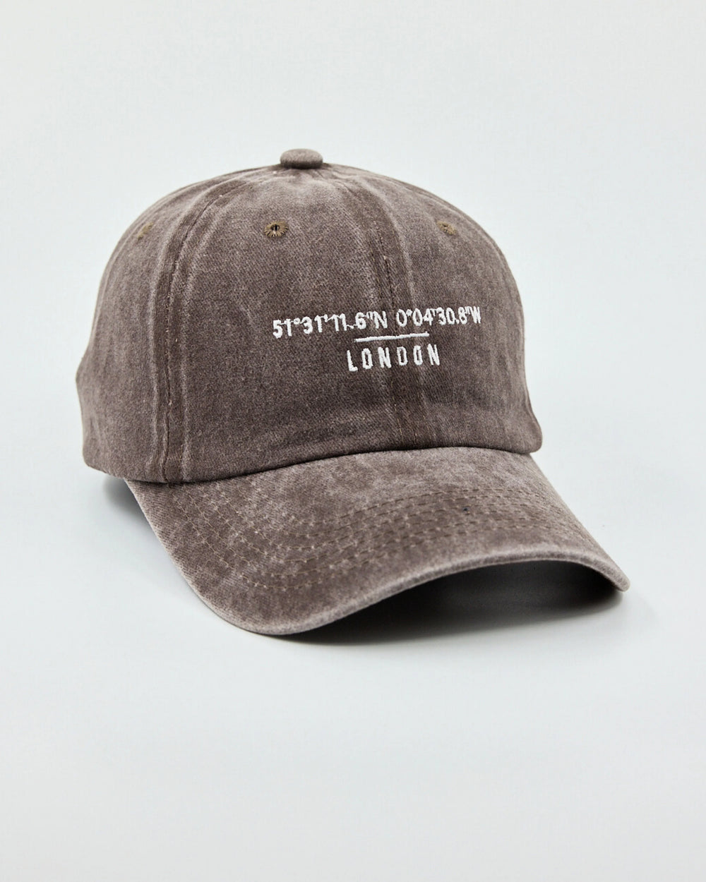 Side view of London Dusty Brown Washed Cap