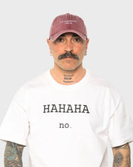 A man wearing the London Burgundy Washed Cap