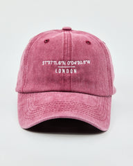Front view of London Burgundy Washed Cap