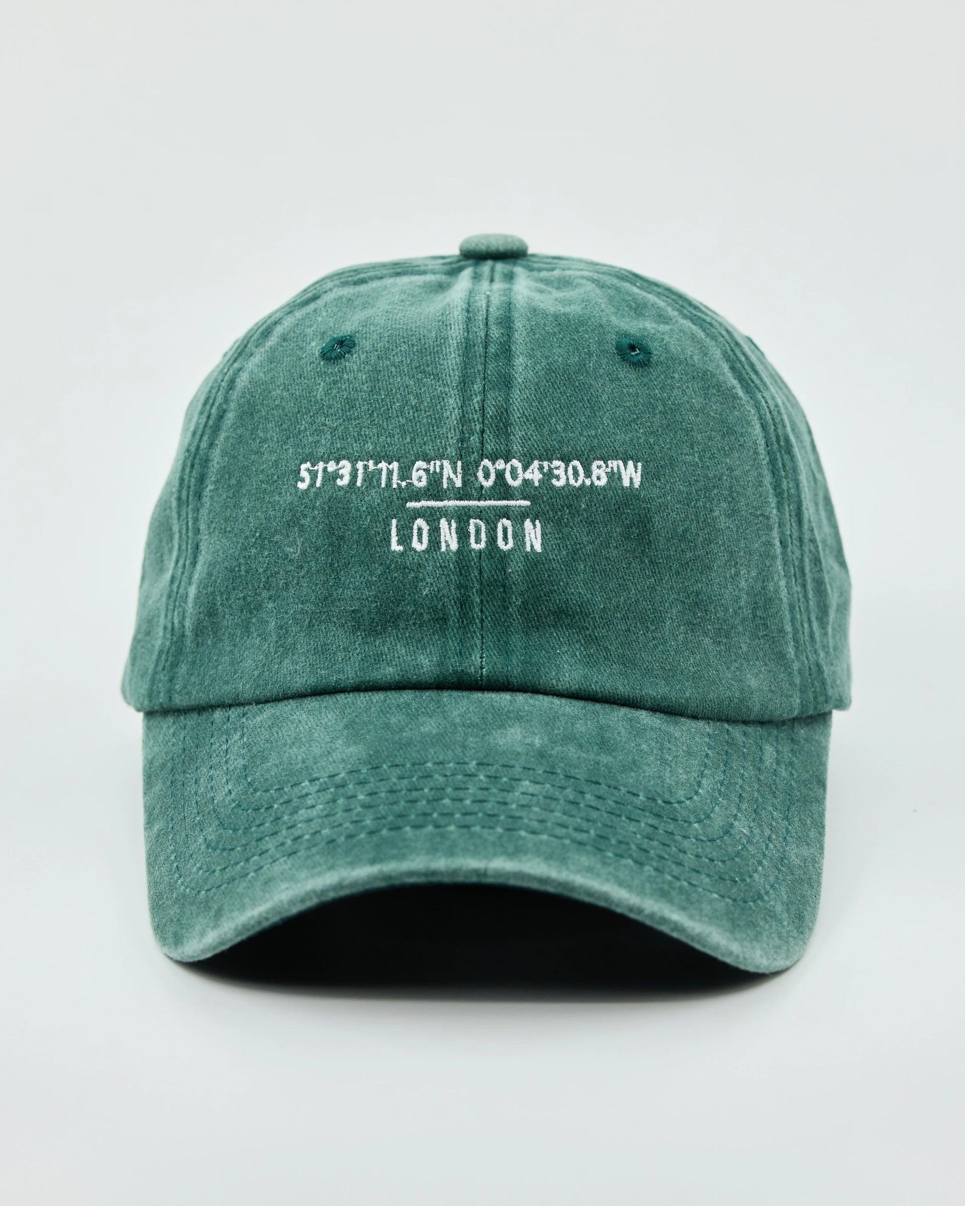 Front view of London Dark Green Washed Cap