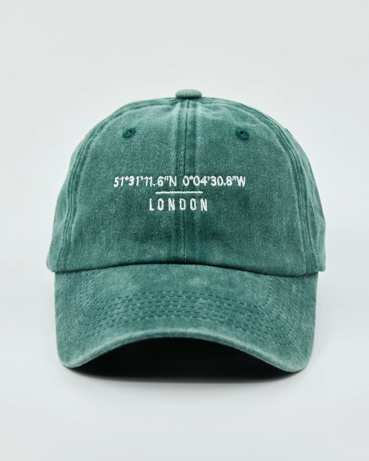 Front view of London Dark Green Washed Cap