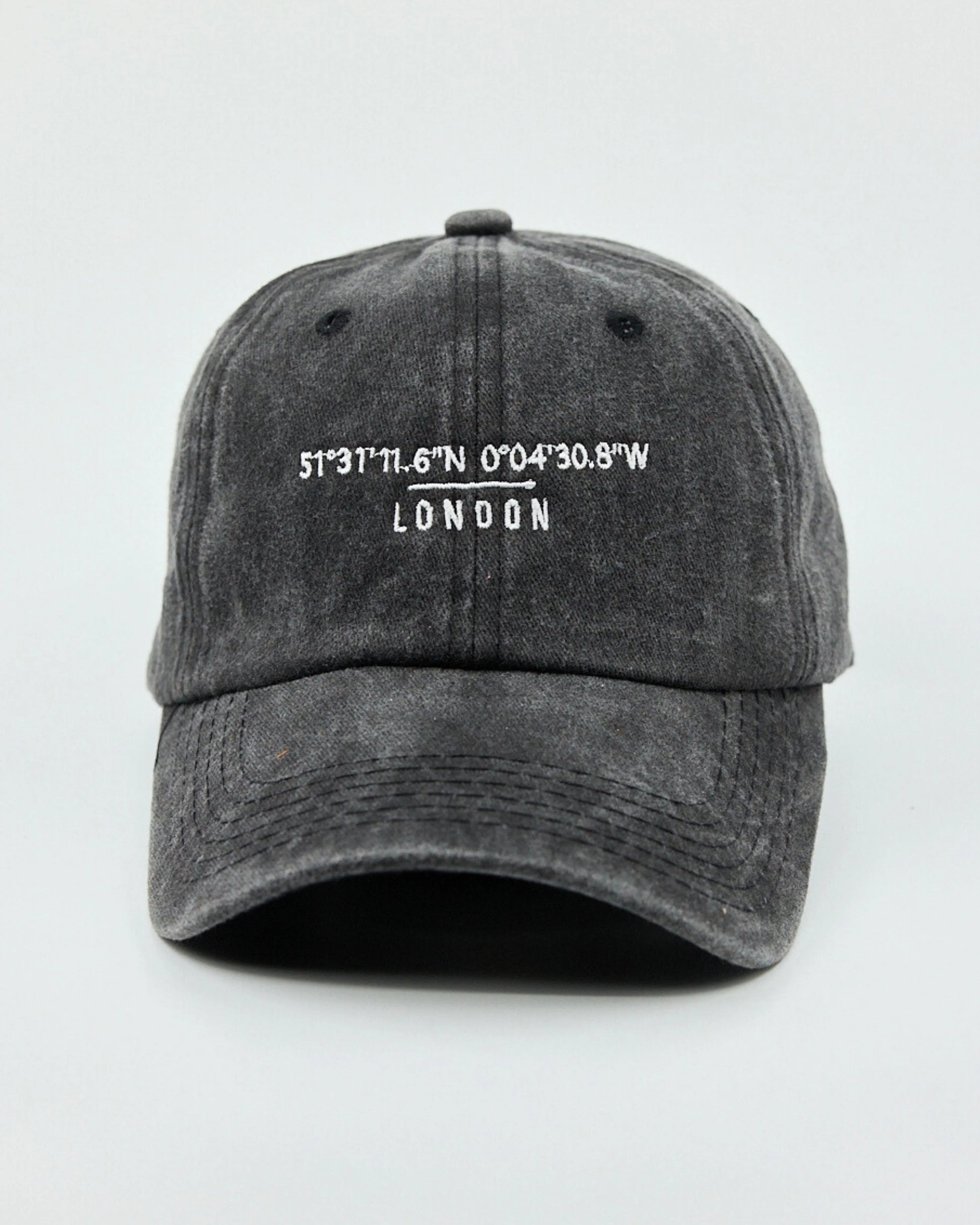 Front view of London Dark Gray Washed Cap