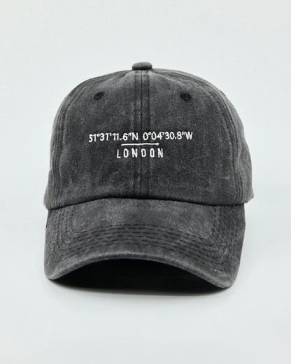 Front view of London Dark Gray Washed Cap