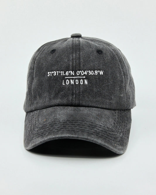 Front view of London Dark Gray Washed Cap
