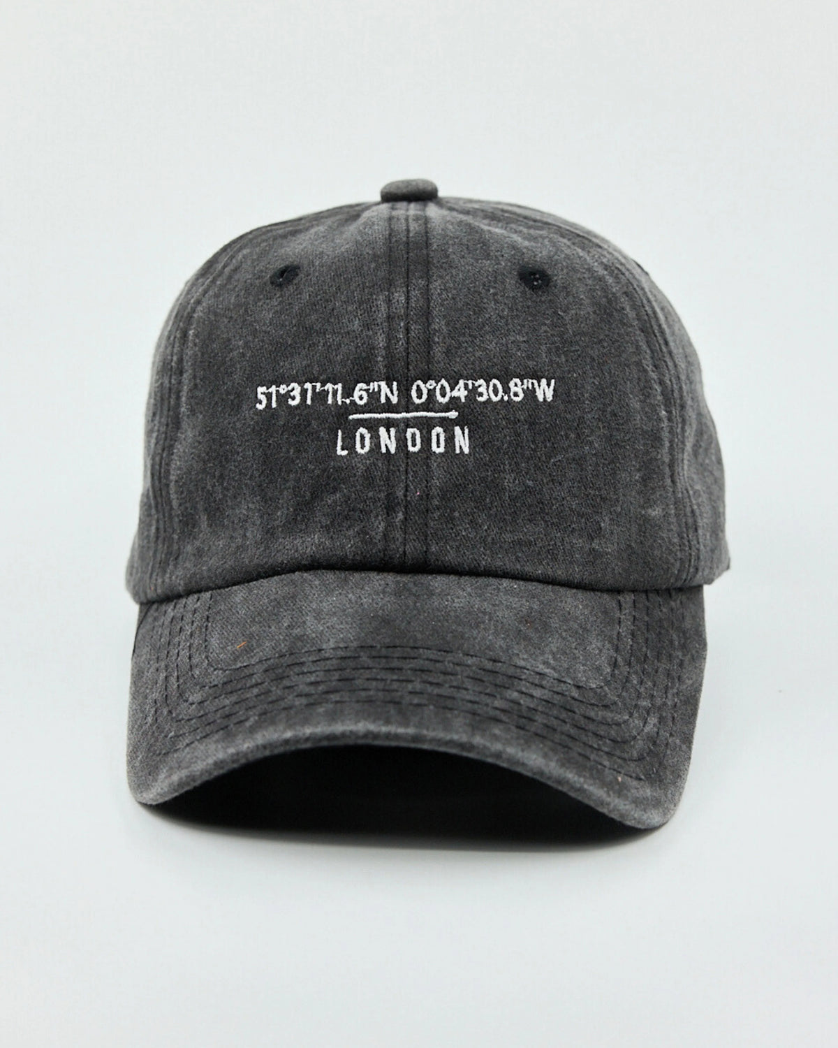 Front view of London Dark Gray Washed Cap