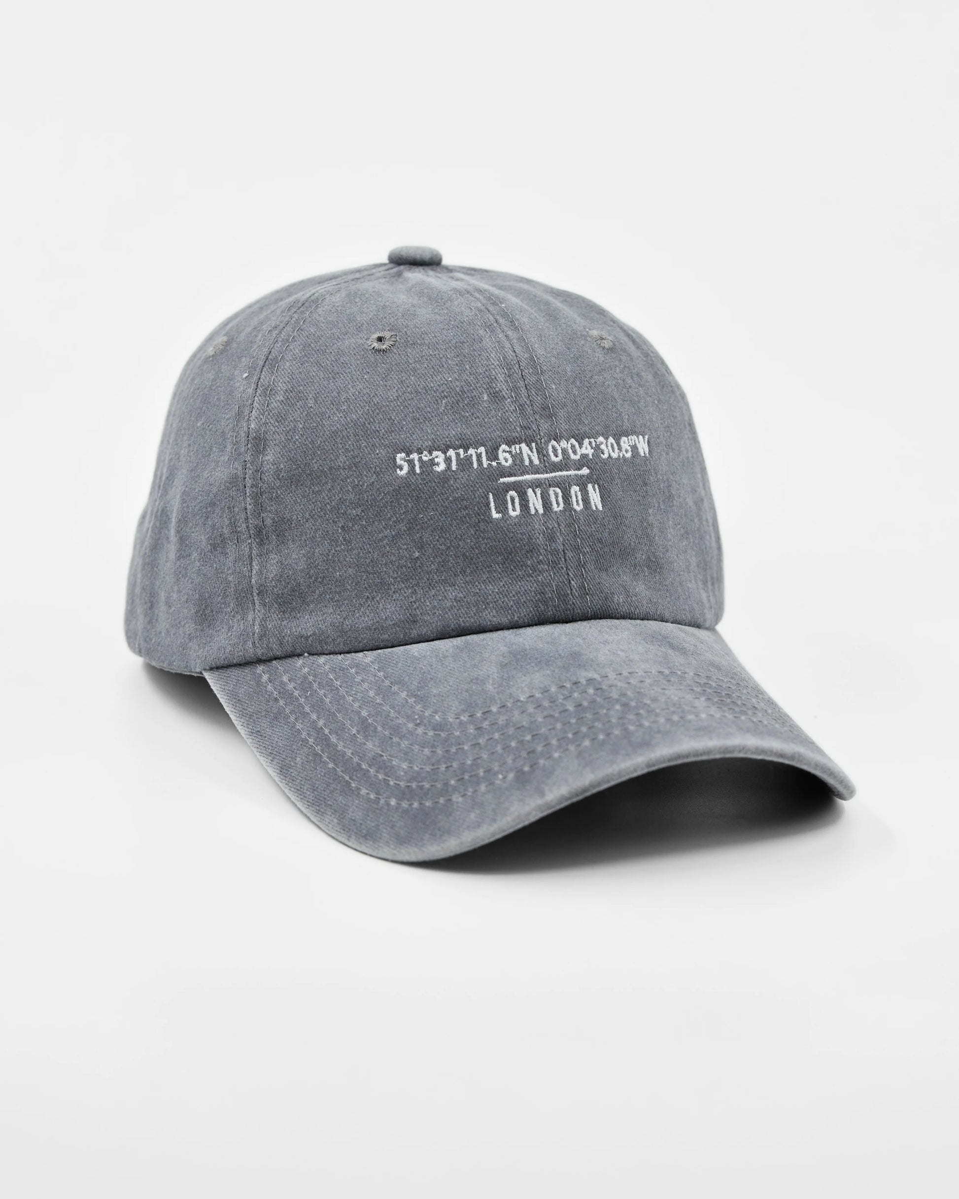 Side view of London Grey Washed Cap