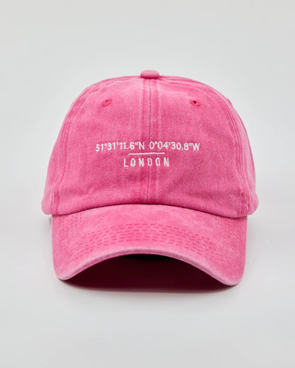 Front view of London Hot Pink Washed Cap