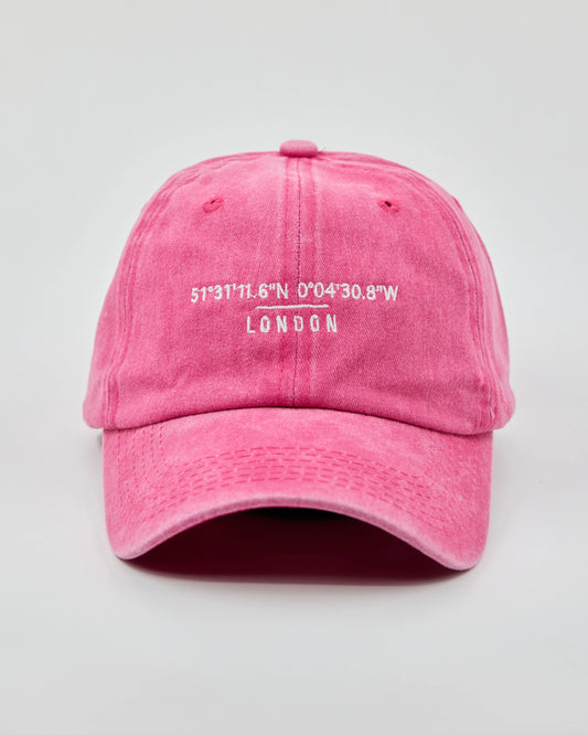 Front view of London Hot Pink Washed Cap