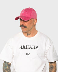 A man wearing the London Hot Pink Washed Cap