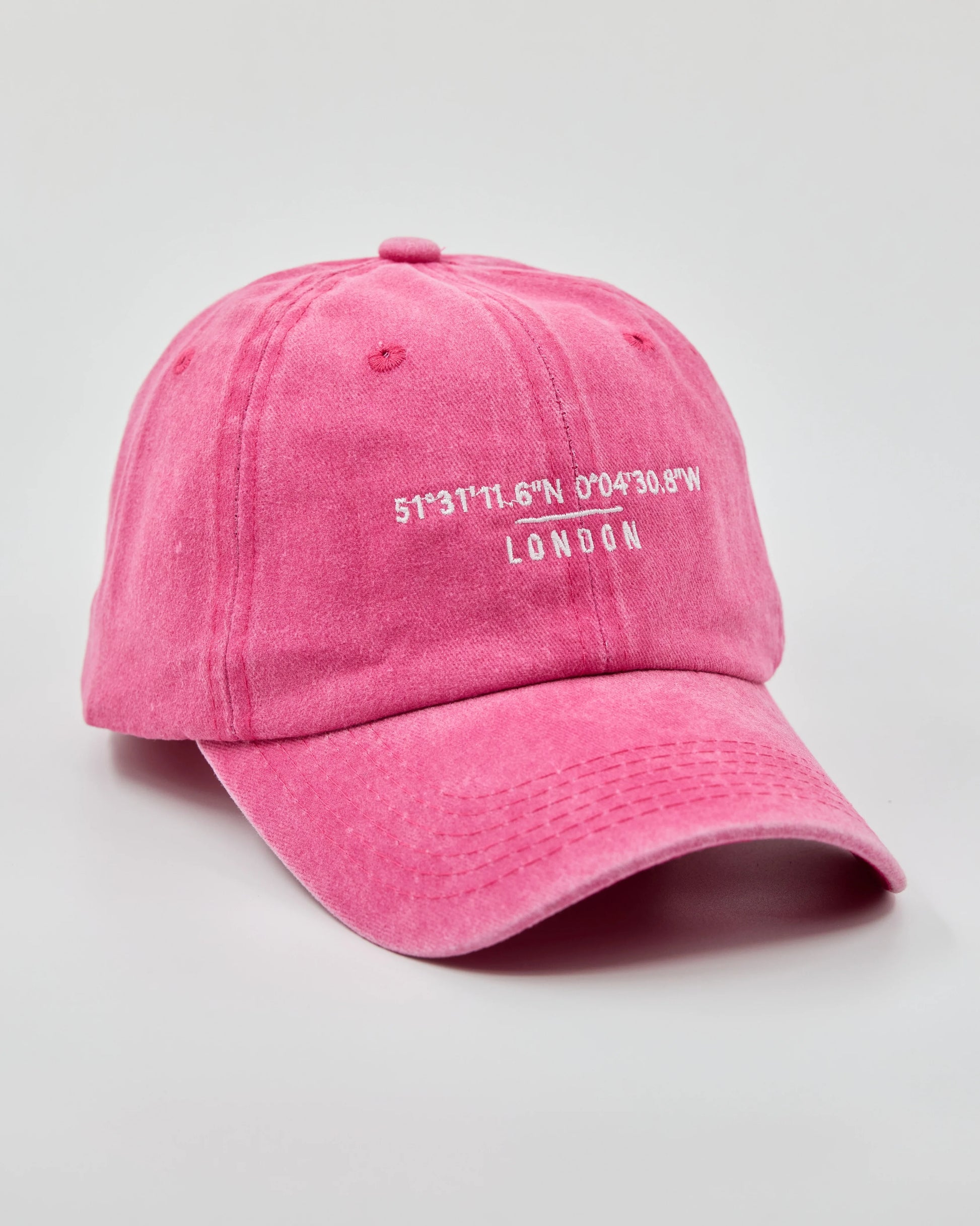 Side view of London Hot Pink Washed Cap