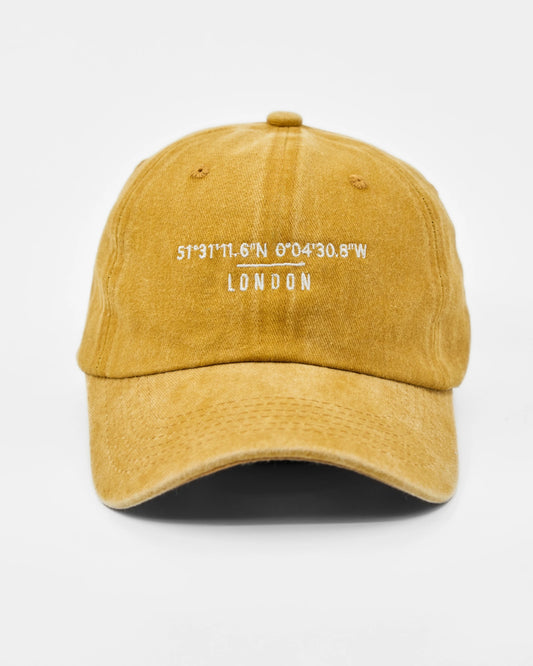 Front view of London Mustard Washed Cap