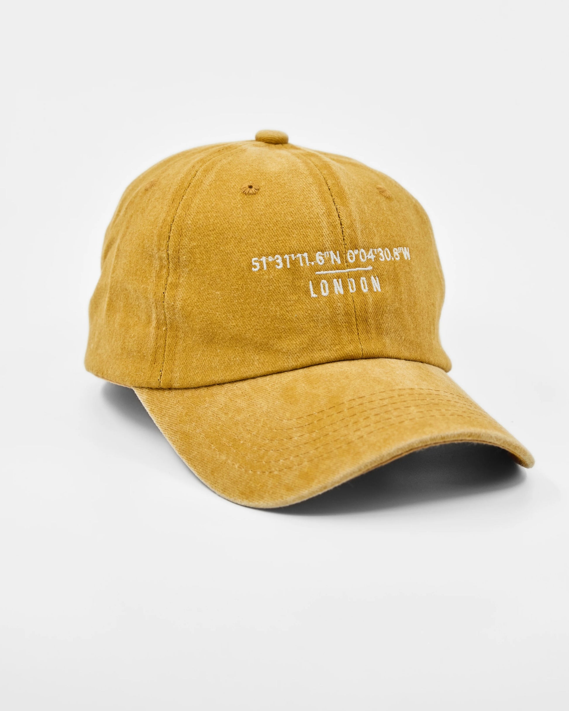 Side view of London Mustard Washed Cap