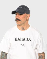 A man wearing the London Navy Washed Cap