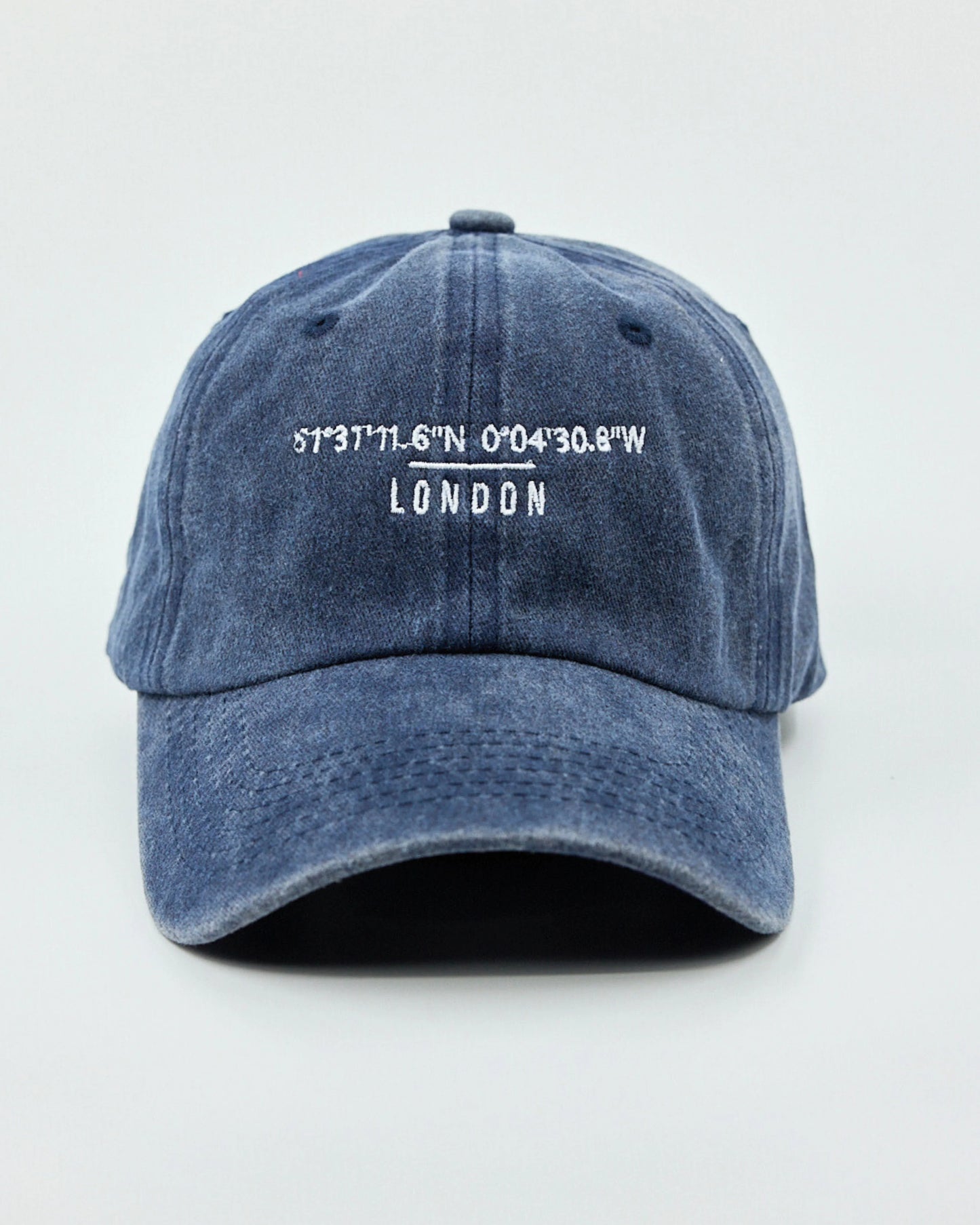 Front view of London Navy Washed Cap