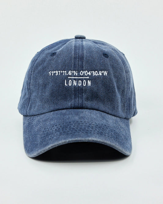 Front view of London Navy Washed Cap