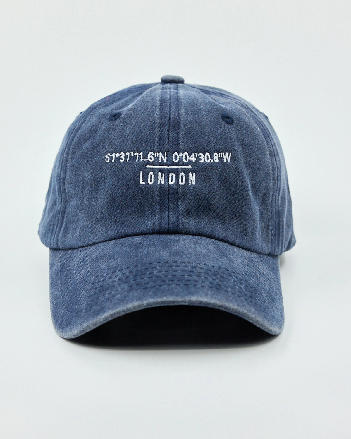 Front view of London Navy Washed Cap