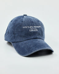 Side view of London Navy Washed Cap