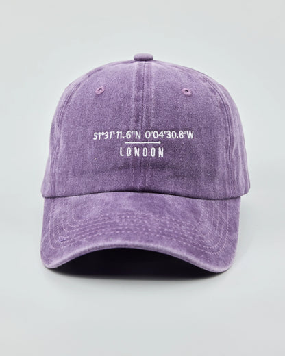 Front view of London Purple Washed Cap