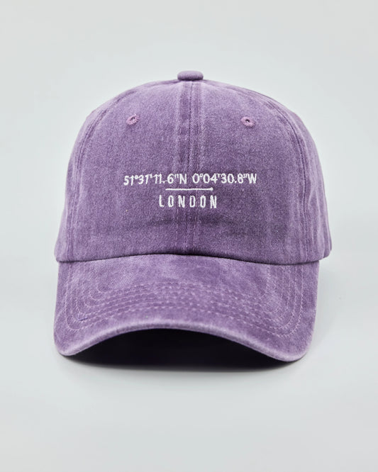 Front view of London Purple Washed Cap