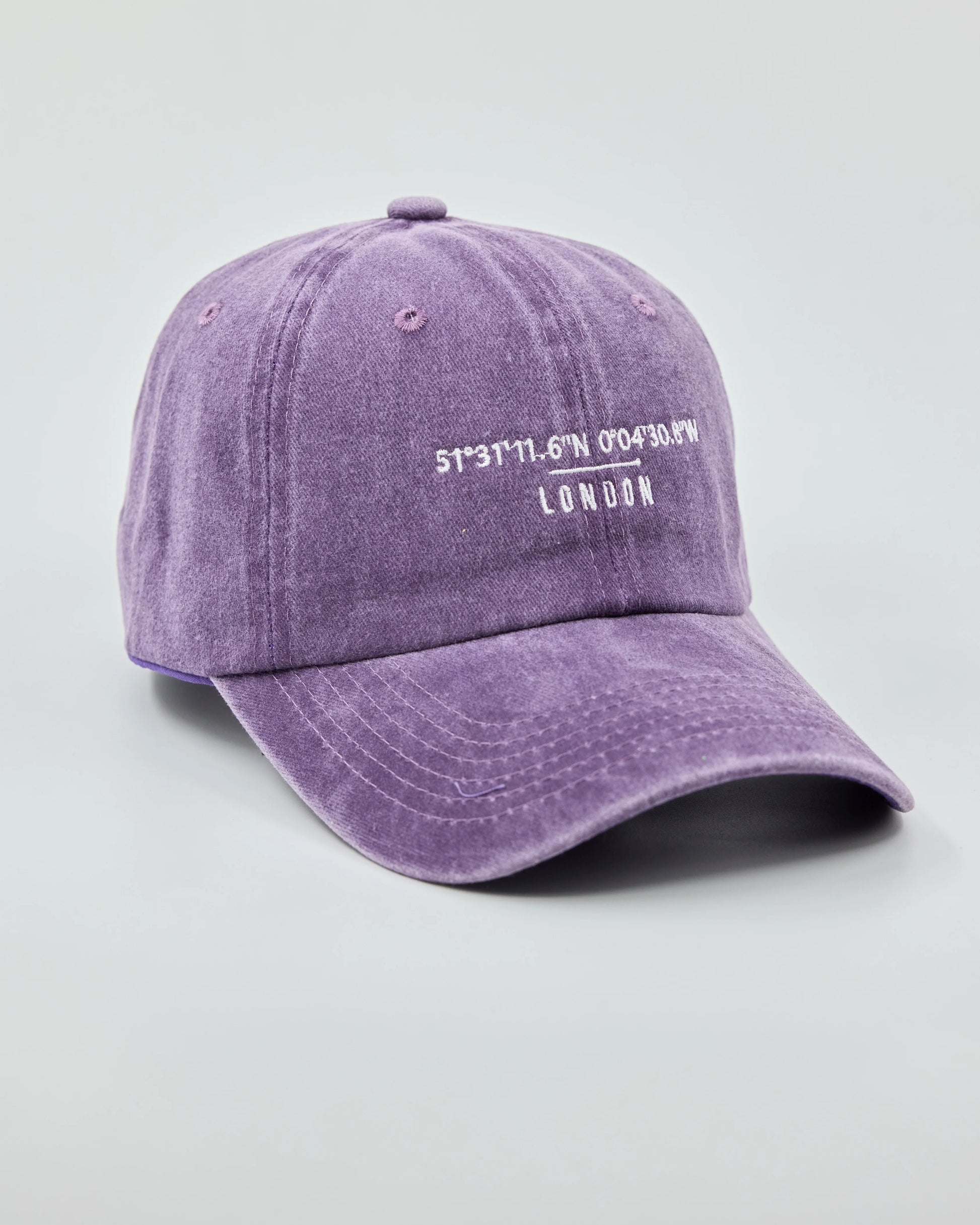 Side view of London Purple Washed Cap