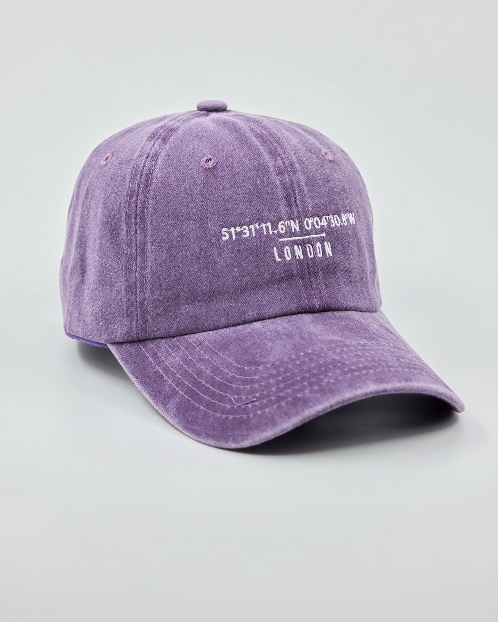 Side view of London Purple Washed Cap