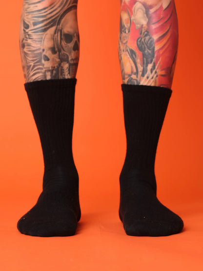 front view of black love socks